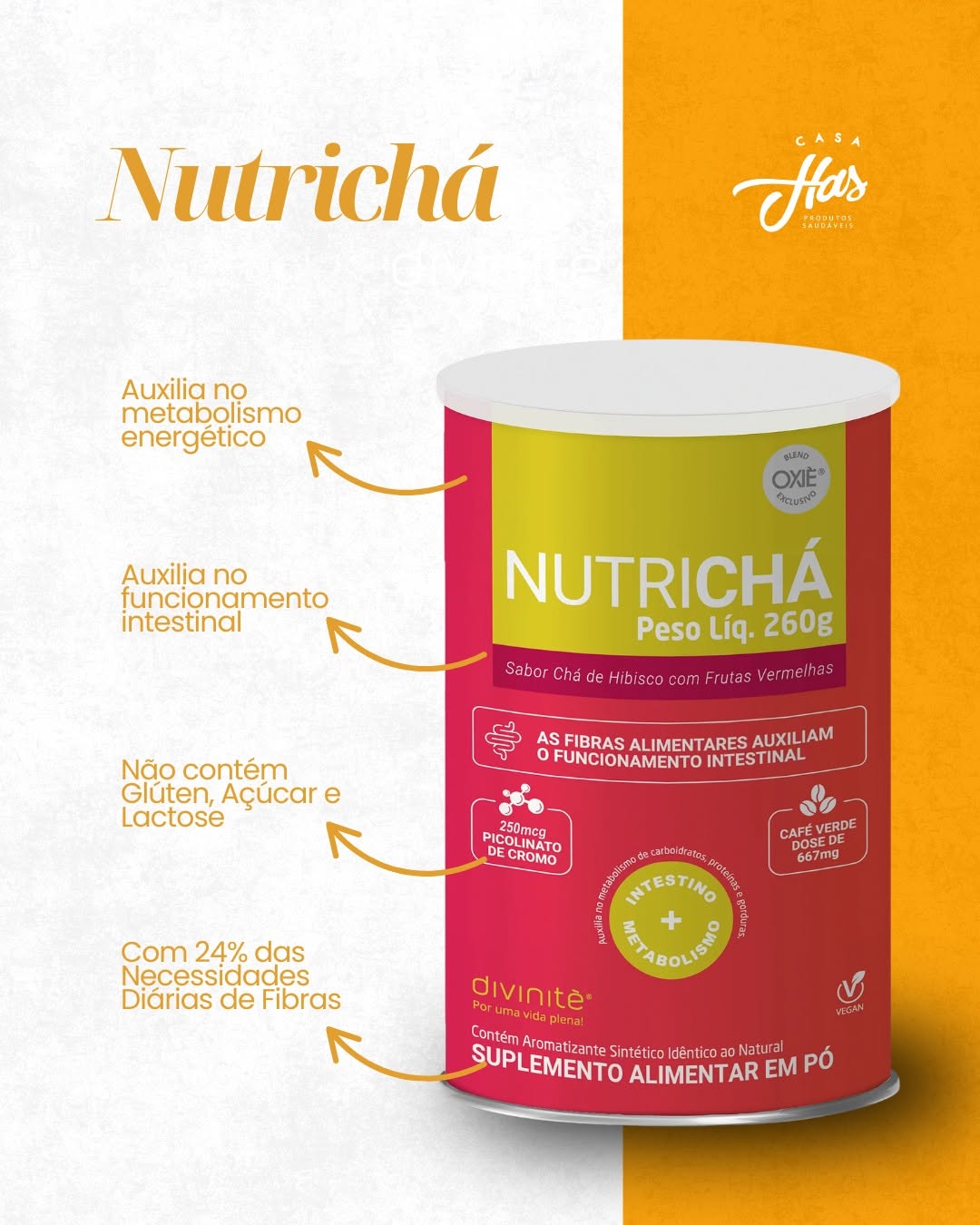 Nutrichá Hibisco e Frutas Vermelhas 260 g